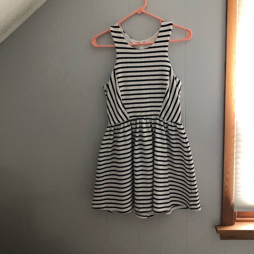 Striped high neck dress